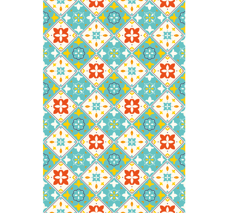 Persiana enrollable para baño azulejos azules y beige - TenVinilo