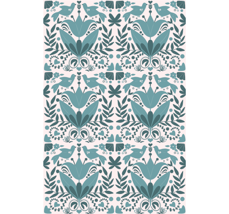 Persiana enrollable flores patrón con pájaros - TenVinilo