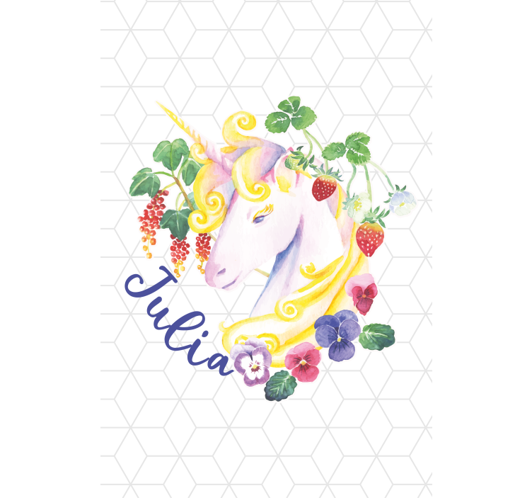 Persiana enrollable infantil unicornio floral con nombre - TenVinilo