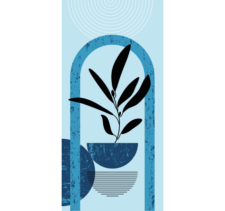 Persiana enrollable flores elegante planta en maceta azul - TenVinilo