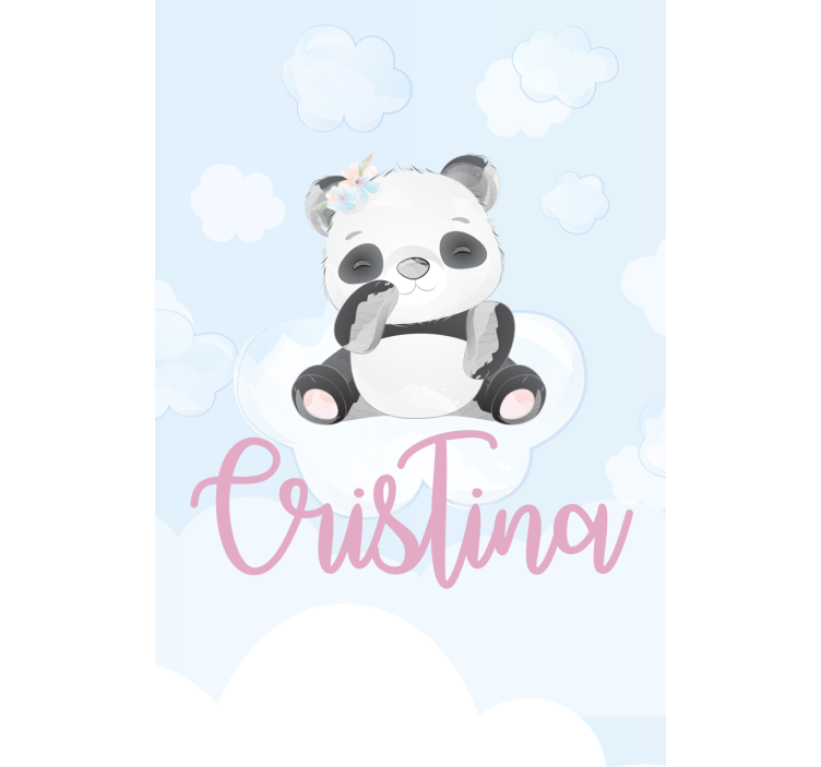Persiana enrollable infantil bebé panda sentado con nombre - TenVinilo