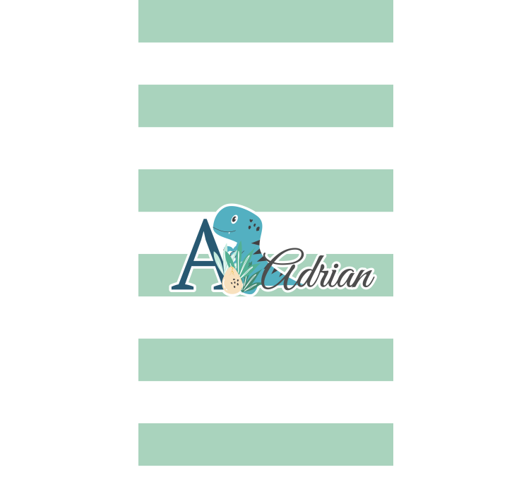 Persiana enrollable infantil dinosaurio rayado con nombre - TenVinilo