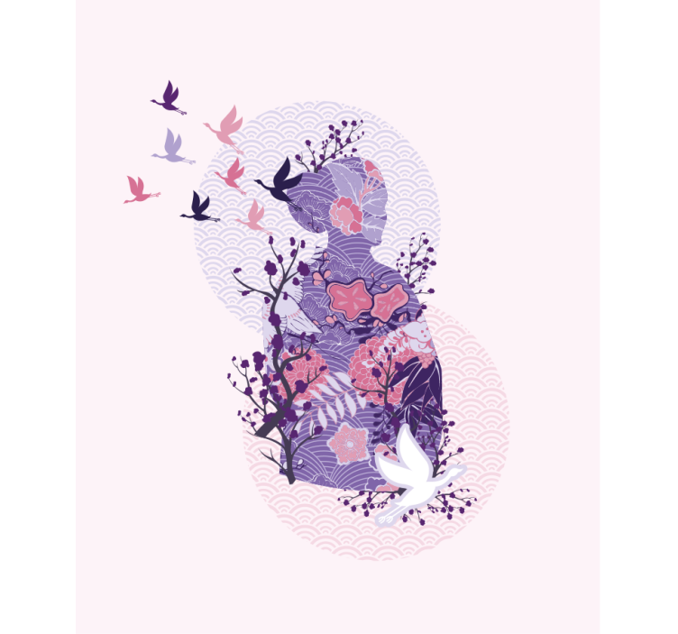 Persiana enrollable flores arte de silueta floral - TenVinilo