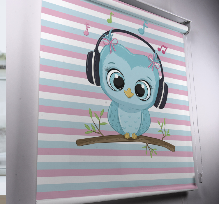 Persiana enrollable animales ilustración de búho musical - TenVinilo