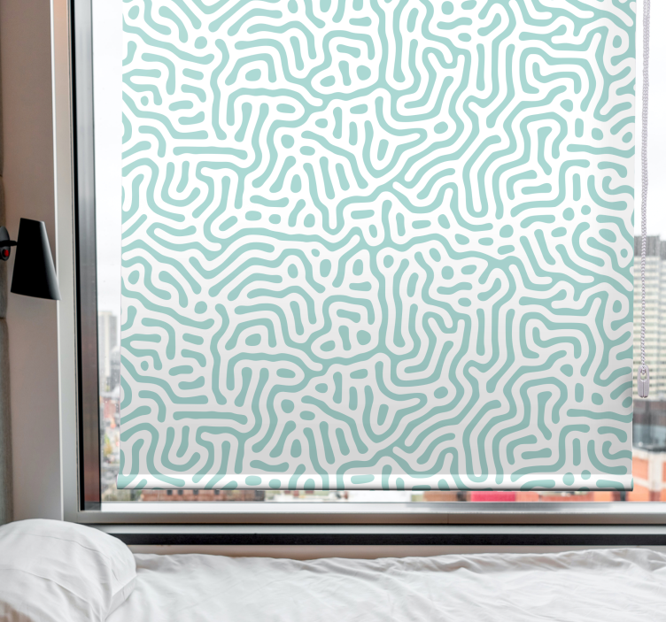 Estor flores Patrón de naturaleza verde y blanco - TenVinilo