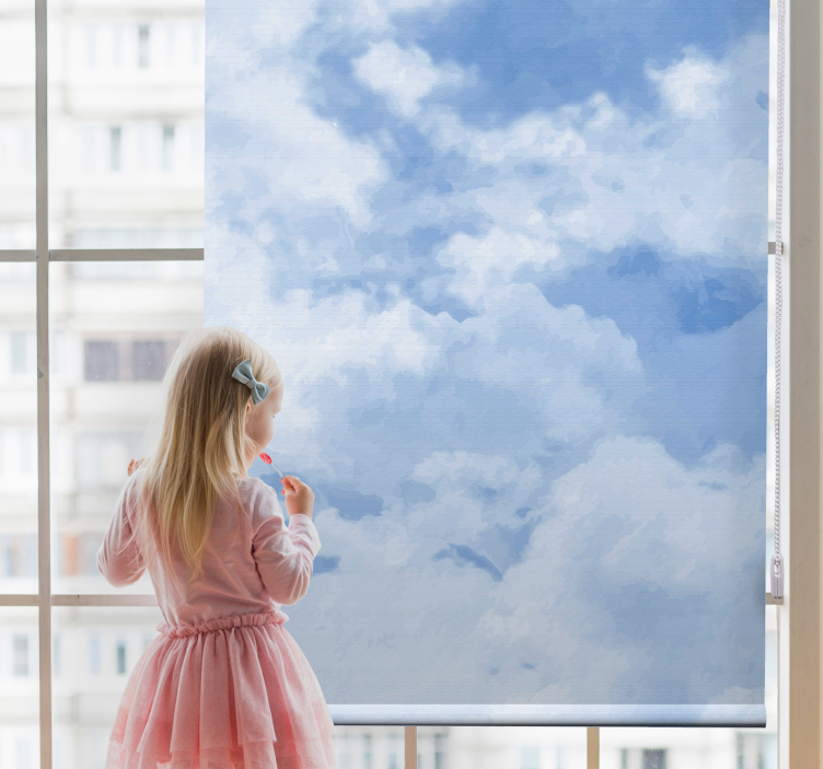 Estor habitación infantil azul cielo con nubes - TenVinilo