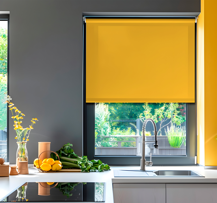 Persiana enrollable amarilla sombras de girasol - TenVinilo