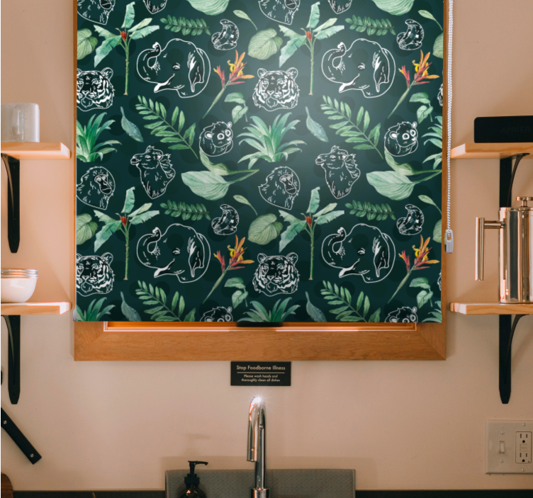 Persiana enrollable animales dibujo de animal floral - TenVinilo