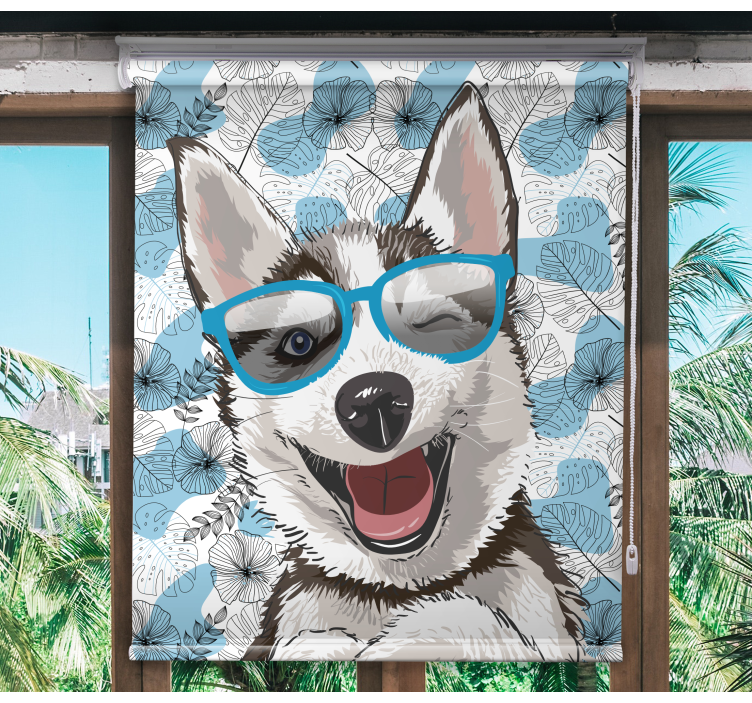 Persiana enrollable animales perro sonriente con gafas - TenVinilo