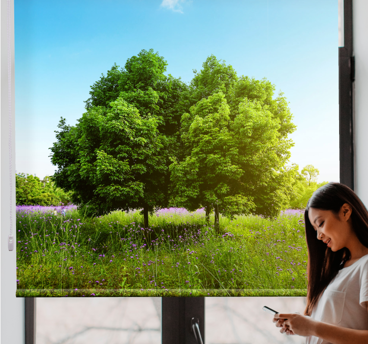 Persiana enrollable árboles escena de exuberante vegetación - TenVinilo