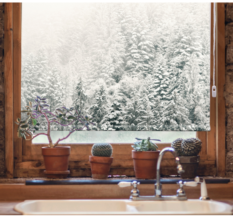 Persiana enrollable árboles pinos cubiertos de nieve - TenVinilo