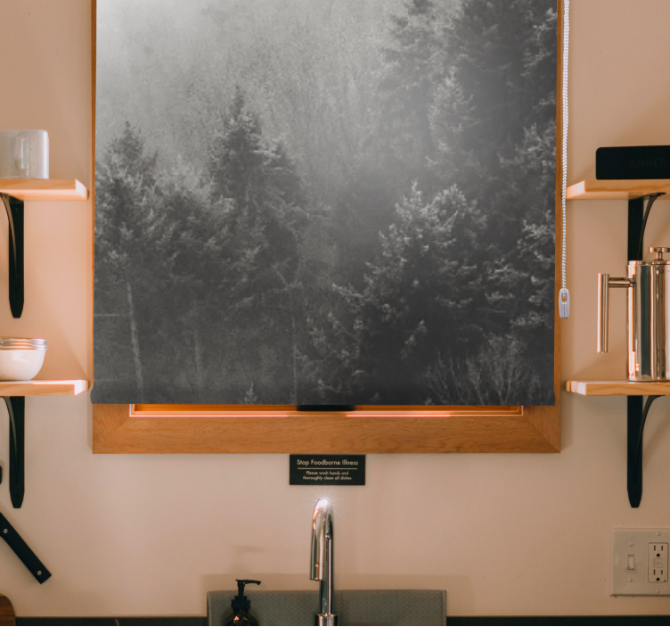 Persiana enrollable árboles silueta de bosque gris - TenVinilo