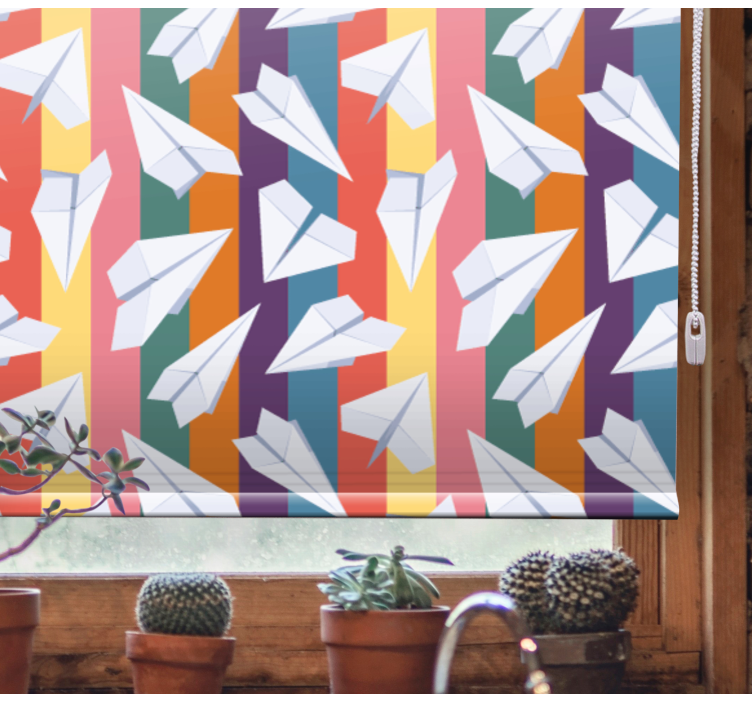 Persiana enrollable divertido vuelo de aviones de papel - TenVinilo