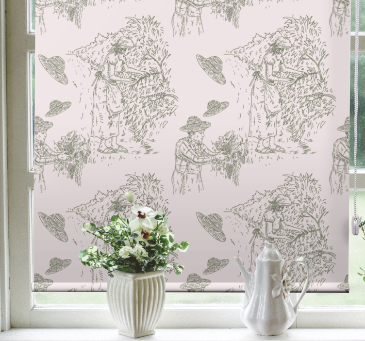 Persiana enrollable elegante escena de cosecha vintage - TenVinilo