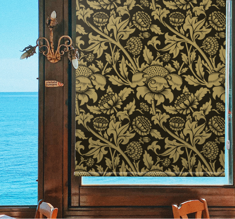 Persiana enrollable floral patrón beige clásico - TenVinilo