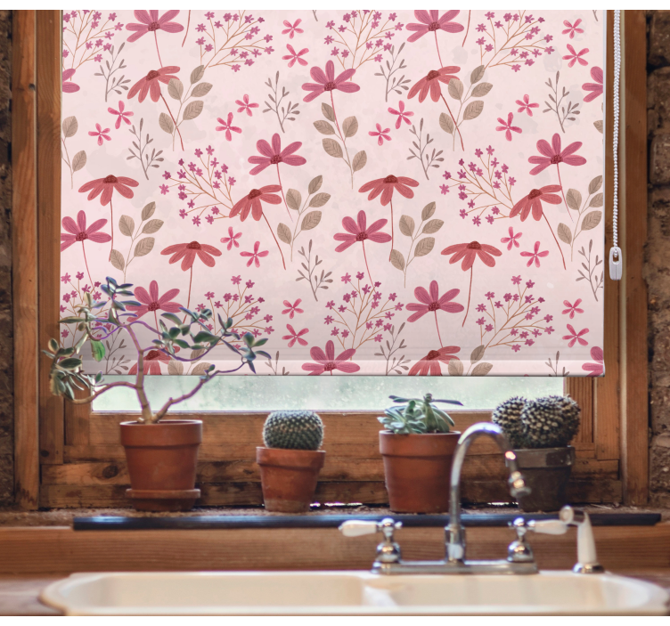 Persiana enrollable flores arreglo botánico alegría - TenVinilo