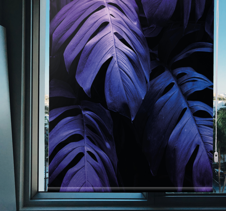 Persiana enrollable flores follaje de monstera deliciosa - TenVinilo