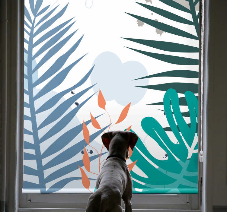 Persiana enrollable flores hojas grandes tropicales - TenVinilo