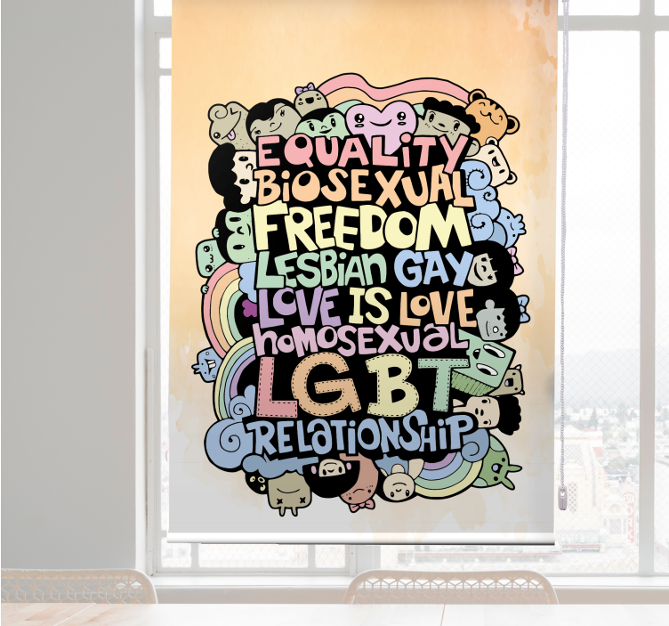 Persiana enrollable frase afirmación de amor lgbtq+ - TenVinilo