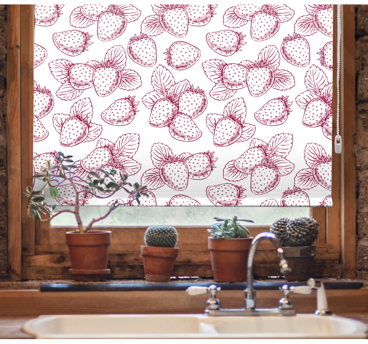 Persiana enrollable frutas patrón rojo fresa - TenVinilo