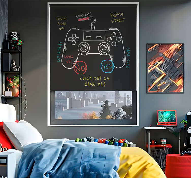 Persiana enrollable geek botones control - TenVinilo