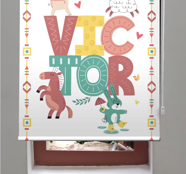 Persiana enrollable infantil animales boho con nombre - TenVinilo