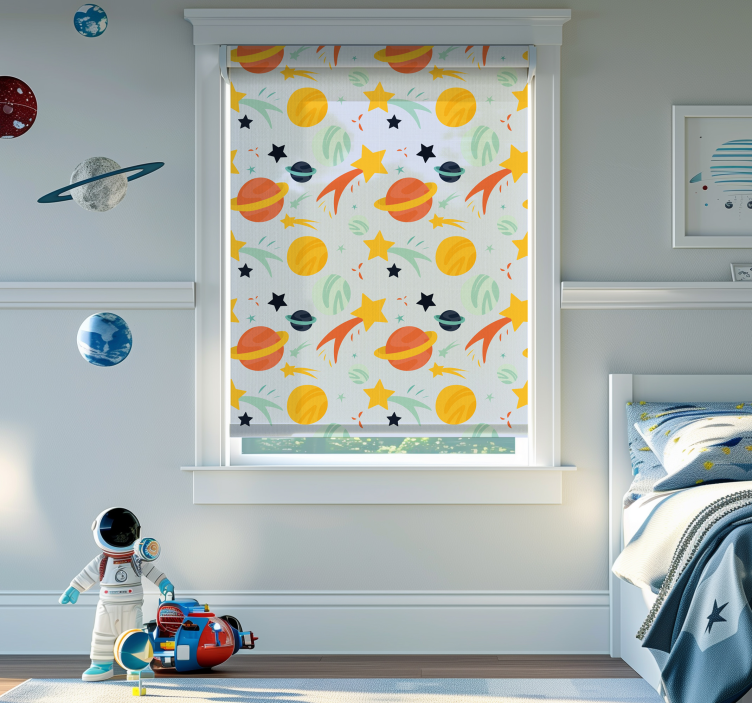 Persiana enrollable infantil patrón de planetas - TenVinilo