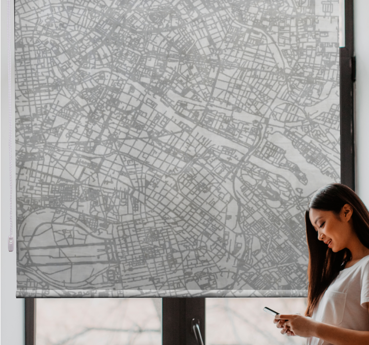 Persiana enrollable original esquema del mapa de la ciudad - TenVinilo