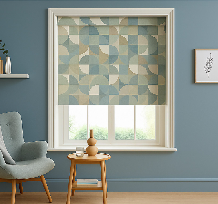 Persiana enrollable moderno formas abstractas verdes - TenVinilo