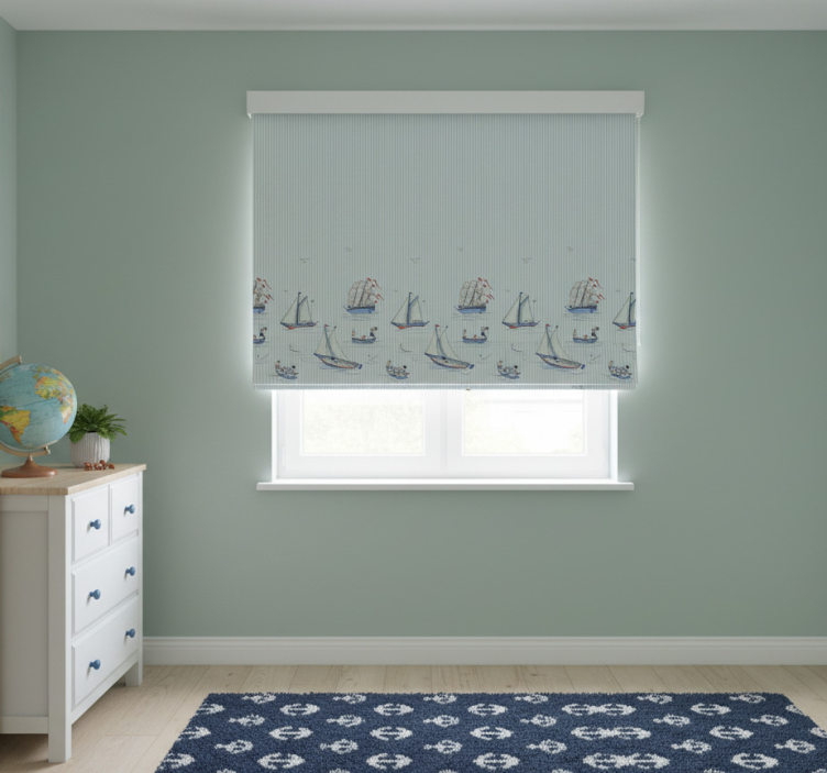 Persiana enrollable nórdico barcos de vela azul océano - TenVinilo