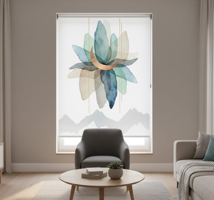 Persiana enrollable nórdico paisaje montañoso colorido - TenVinilo