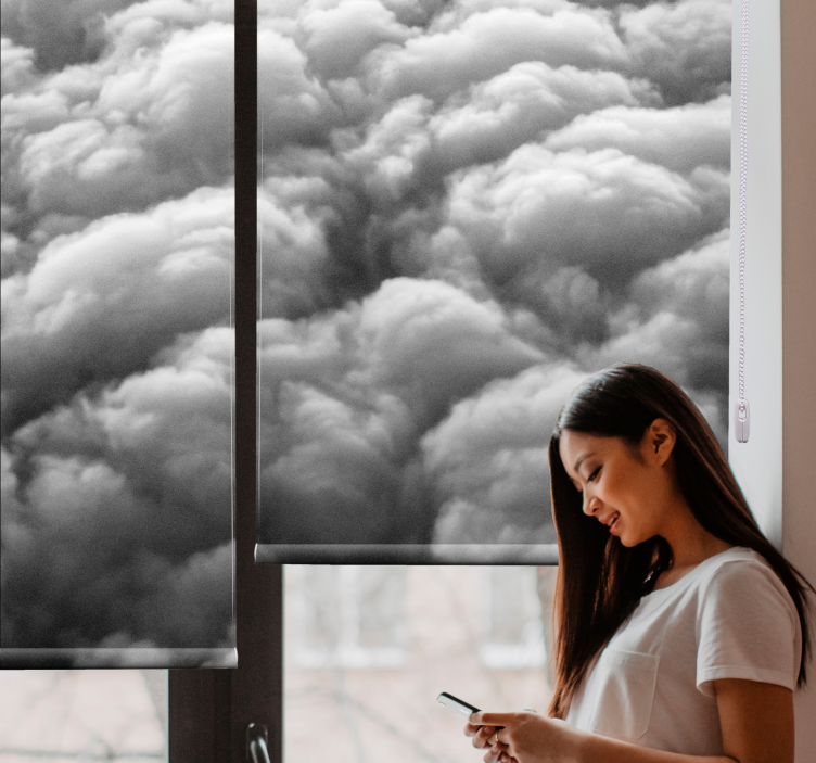 Persiana enrollable nubes patrón esponjoso - TenVinilo