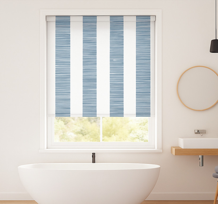 Persiana enrollable para baño ceramica righe blu - TenVinilo