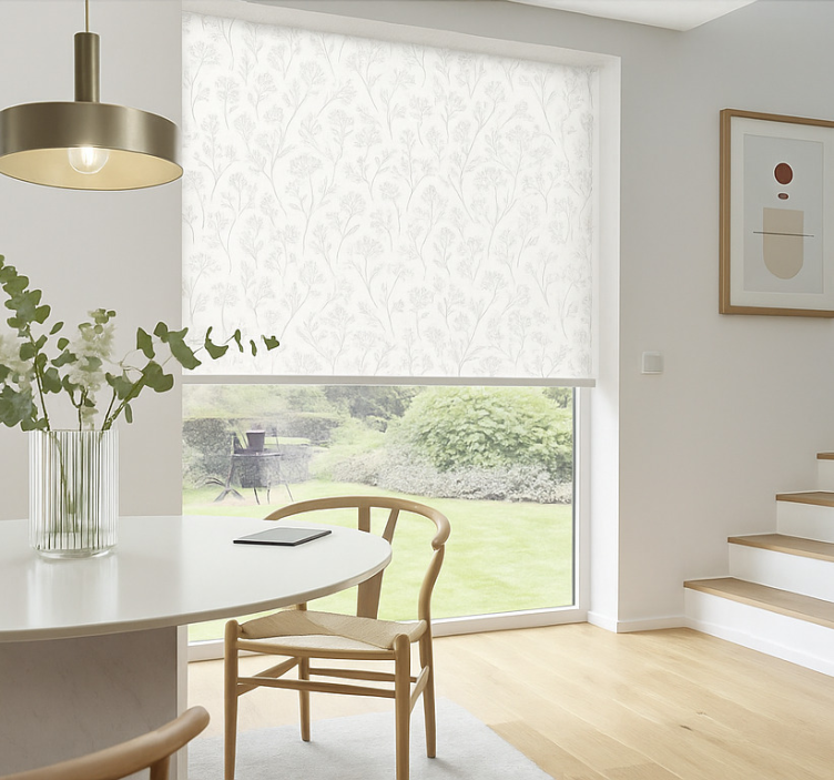 Persiana enrollable para comedor arte floral gris delgado - TenVinilo
