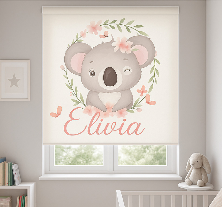 Persiana enrollable personalizable koala con nombre - TenVinilo
