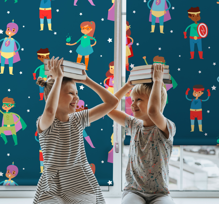 Persiana enrollable superhéroes patrón de superhéroe - TenVinilo