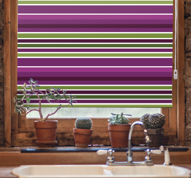 Persiana enrollable para baño motivo morado y verde - TenVinilo