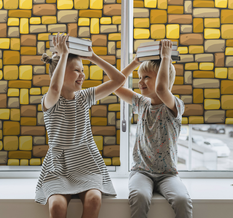 Persiana enrollable textura mosaico amarillo rectangular - TenVinilo