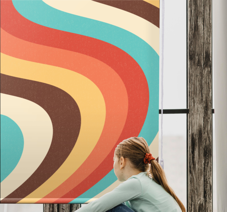 Persiana enrollable vintage ondas retro curvas - TenVinilo