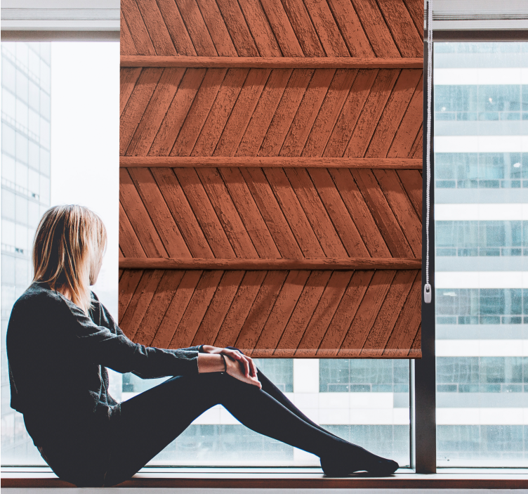 Persiana enrollable textura patrón de madera en espiga - TenVinilo