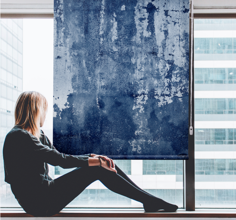 Persiana enrollable textura superficie azul desgastada - TenVinilo