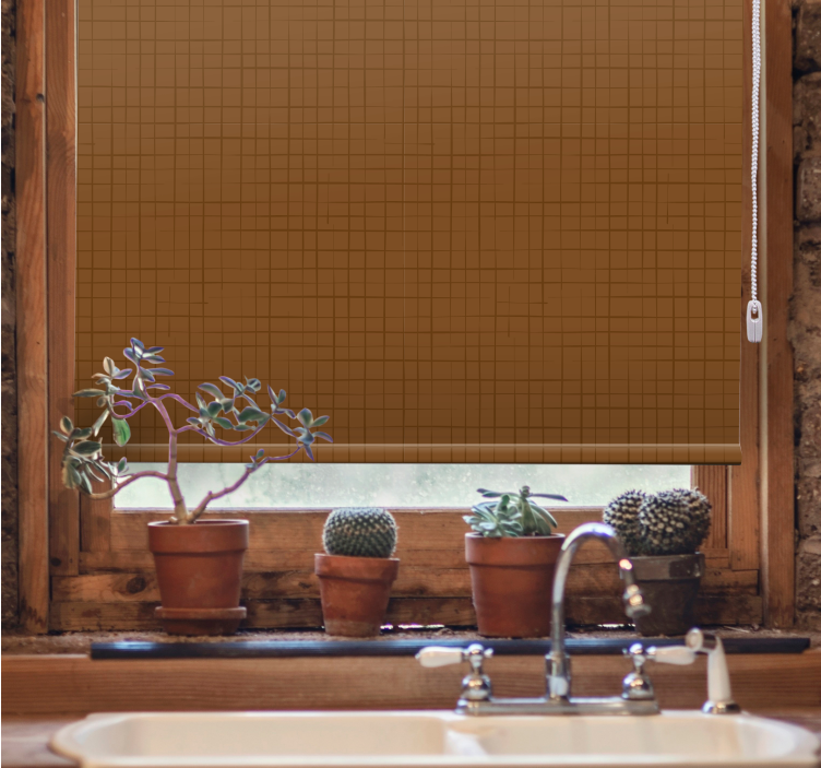 Persiana enrollable textura superficie de cuadrados marrones - TenVinilo