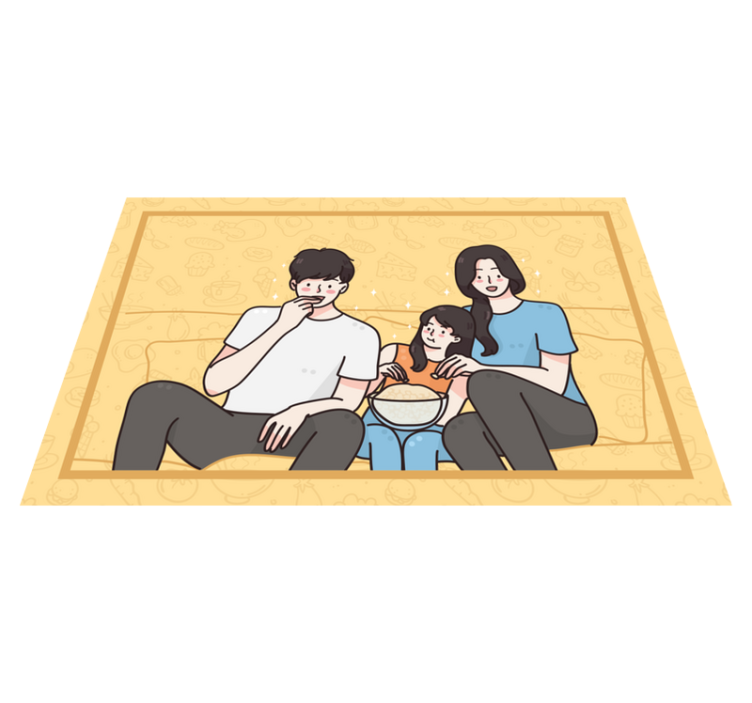 Mantel individual infantil familia disfrutando bocadillos - TenVinilo