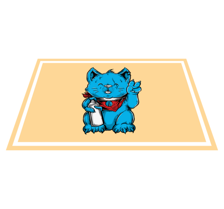 Mantel individual infantil gato azul alegre - TenVinilo