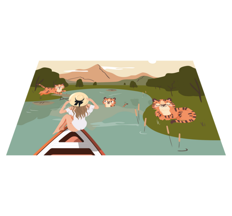 Mantel individual infantil escena de tigres juguetones - TenVinilo