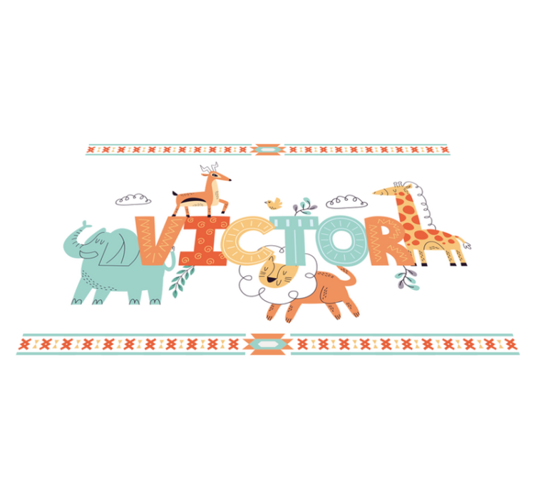 Mantel individual infantil arte con nombres de animales - TenVinilo