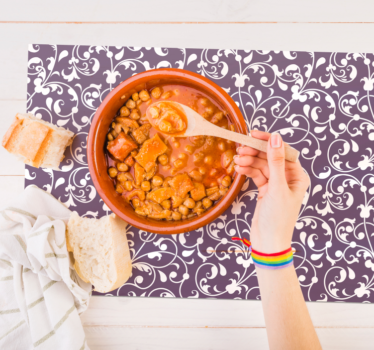 Mantel individual textura paisley morado - TenVinilo