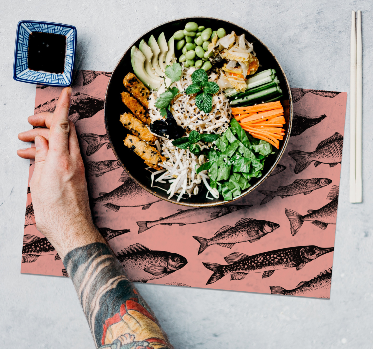 Mantel individual vintage peces tonos cálidos - TenVinilo