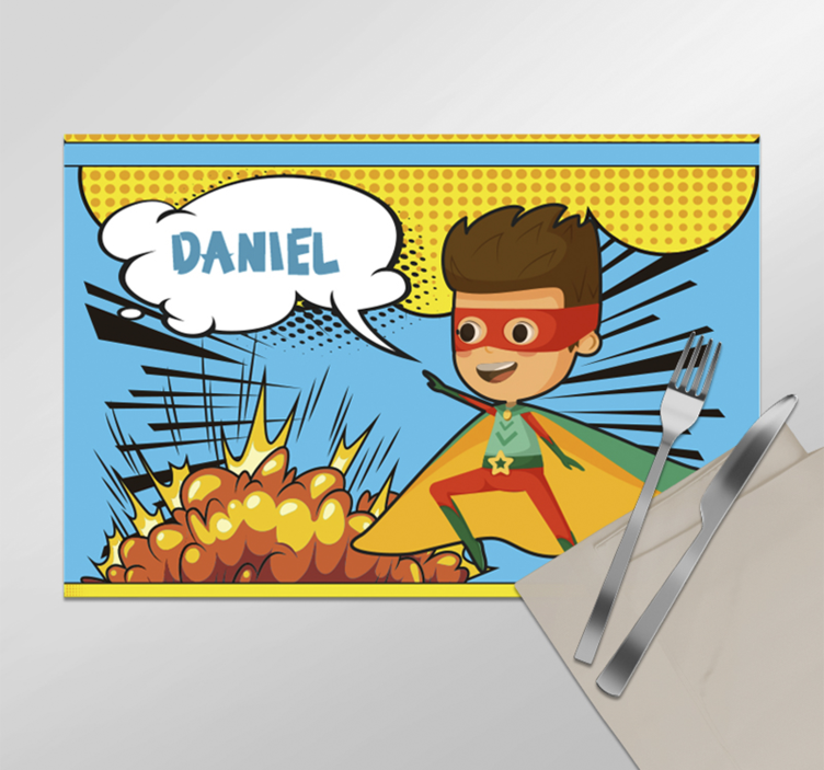 Mantel individual personalizable comic SuperhéroeComic Superheroe - TenVinilo
