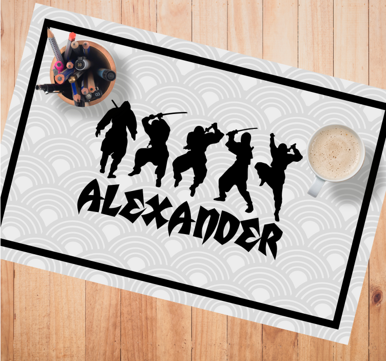 Mantel individual personalizable Conjunto de silueta ninja - TenVinilo